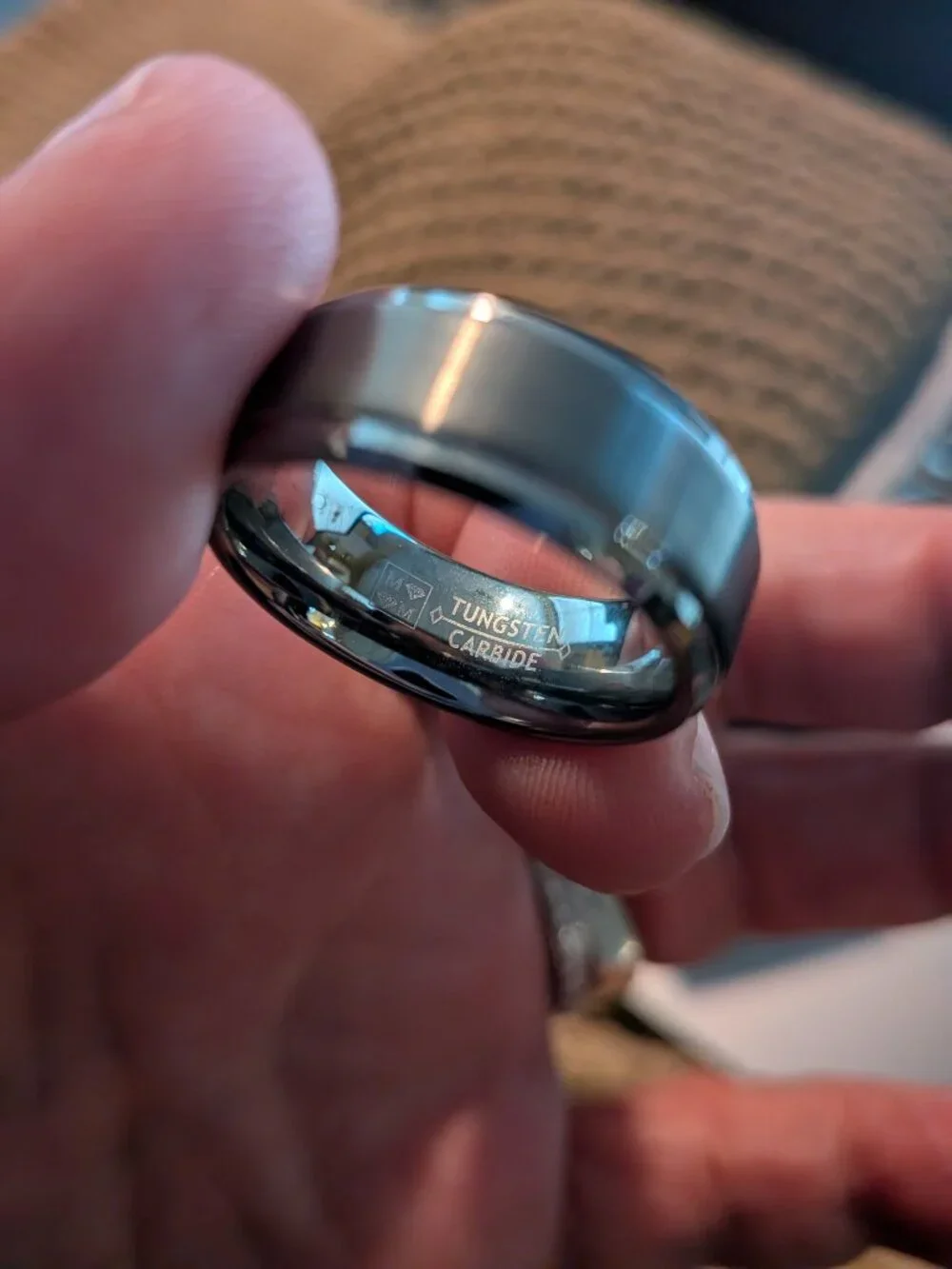 Men’s Classic Gunmetal Tungsten Carbide Brushed Wedding Band / Ring Sz 9
